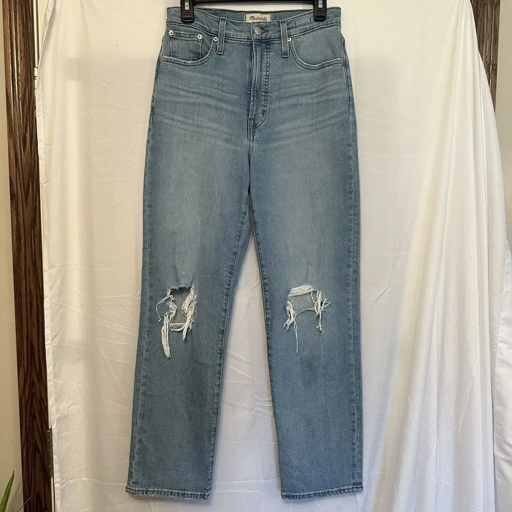 Madewell Womens Size 27 Perfect Vintage Straight Jeans Distressed Light Wash - Picture 2 of 8